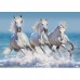 Wall26 - Horse Herd Run Gallop in Waves in the Ocean - CVS - 66x96 inches   123309893436